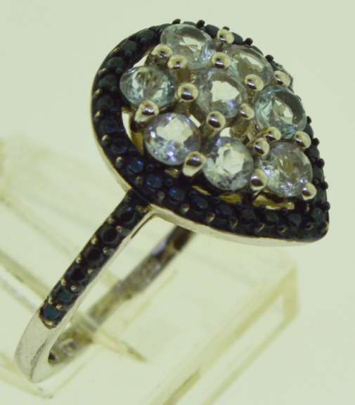 Sterling Silver White Topaz Pear shape Ring