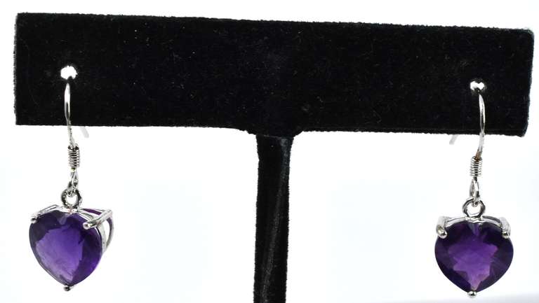 Amethyst Heart Earrings