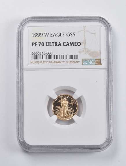 PF70 UCAM 1999-W $5 American Gold Eagle 1/10 Oz. .999 Fine Gold NGC