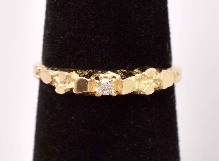 Nugget Style Diamond Ring in 14K Yellow Gold