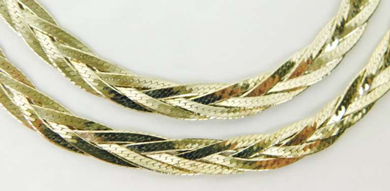 Sterling Woven Herringbone Necklace & Bracelet