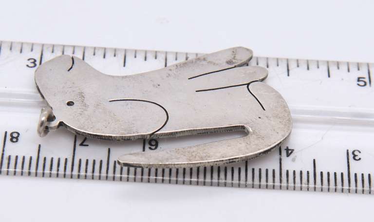 Vintage Sterling Silver Dog Pendant Charm