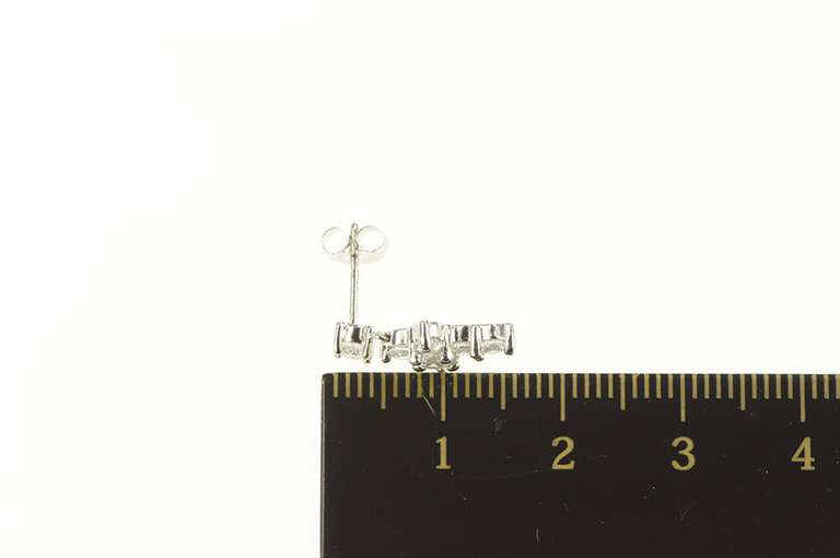 14K White Gold Classic CZ Cross Christian Faith Dangle Single Earring