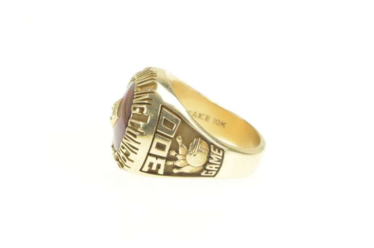10K Yellow Gold US Bowling Congress 300 Game Diamond Ring