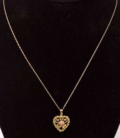 Romantic Heart Pendant Necklace in 14K Yellow Gold