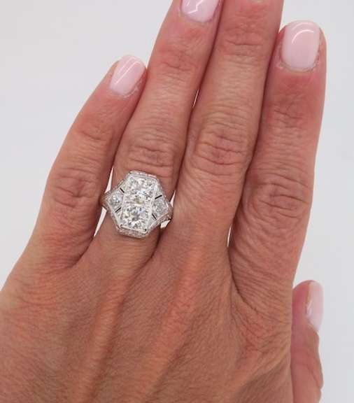 Vintage Moi et Toi 2.02ctw Diamond Ring Made in Platinum