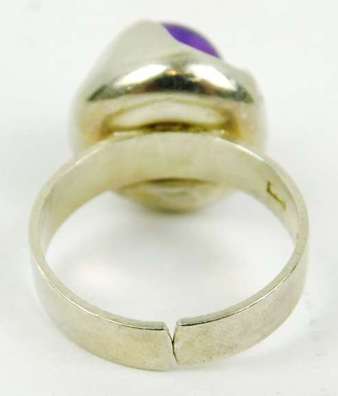 Vintage Modernist Sterling Amethyst Ring, Size 7
