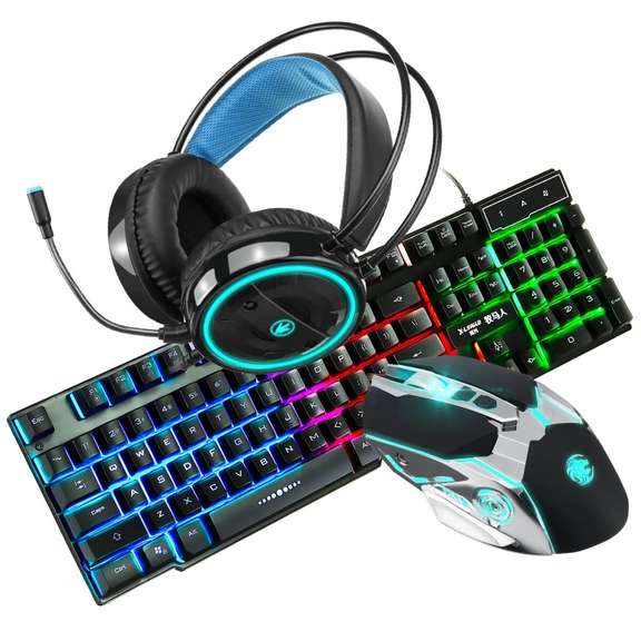 Mouse Keyboard Headphones Combo 104-Key Backlit