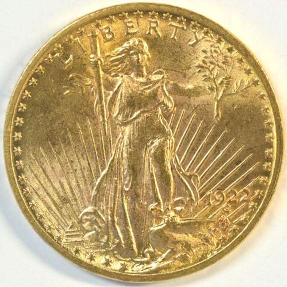 Flashy BU 1922 US St. Gaudens $20 Gold Piece. Better date
