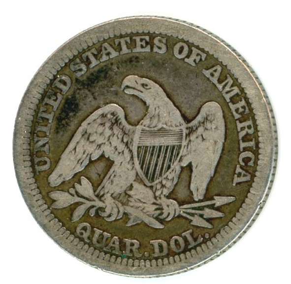 1858 No Motto Liberty Seated Quarter
