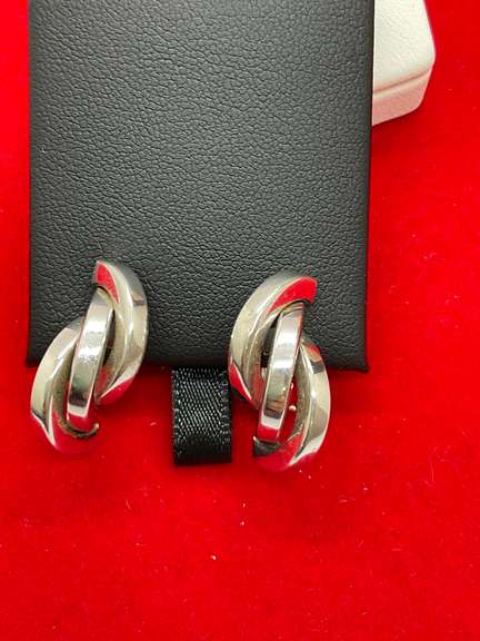 14k italian white gold loop earrings