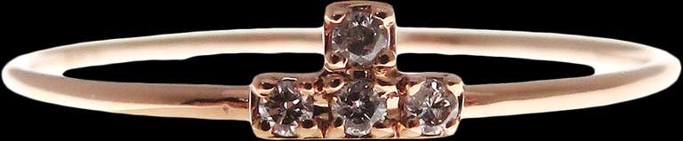 Elegant Four Set Diamond 18k Rose Gold Ring