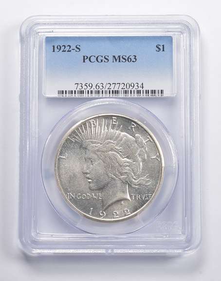 MS63 1922-S Peace Silver Dollar PCGS