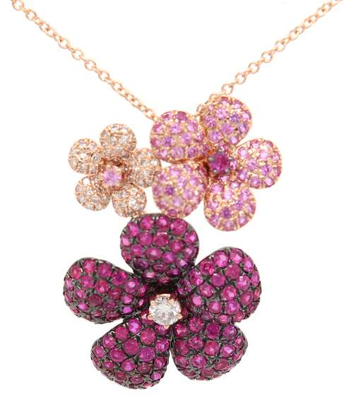 Effy Rose Gold Mixed Stones and Diamond Pendant