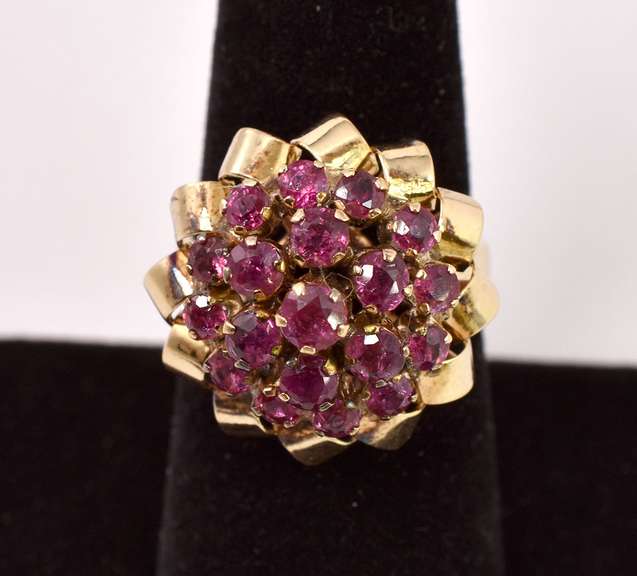Captivating Ruby Cocktail Ring in Yellow Gold