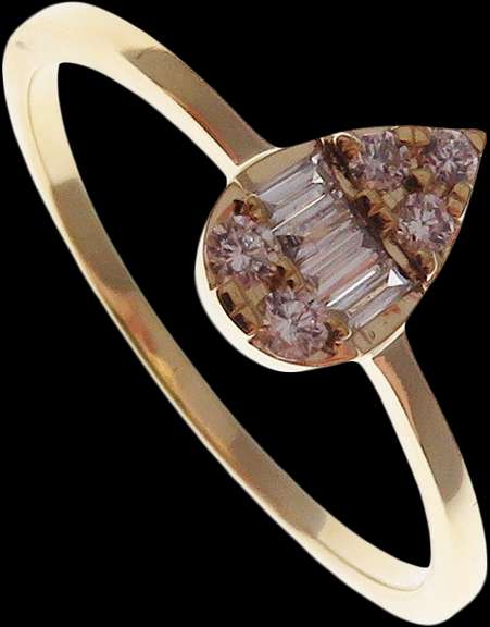 Beautiful 18kt Yellow Gold Tearshaped Diamond Ring