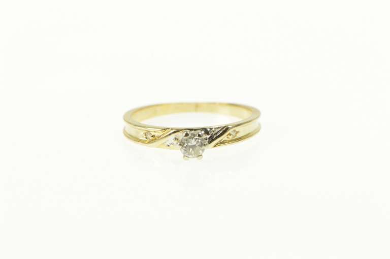 14K Yellow Gold Retro Diamond Three Stone Simple Promise Ring