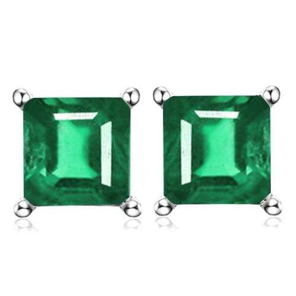1.78 CT RUSSIAN EMERALD (VS) 10KT SOLID GOLD EARRINGS STUD