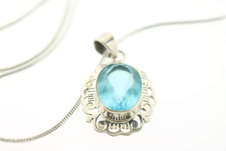 Aquatic Topaz Snake Chain Necklace