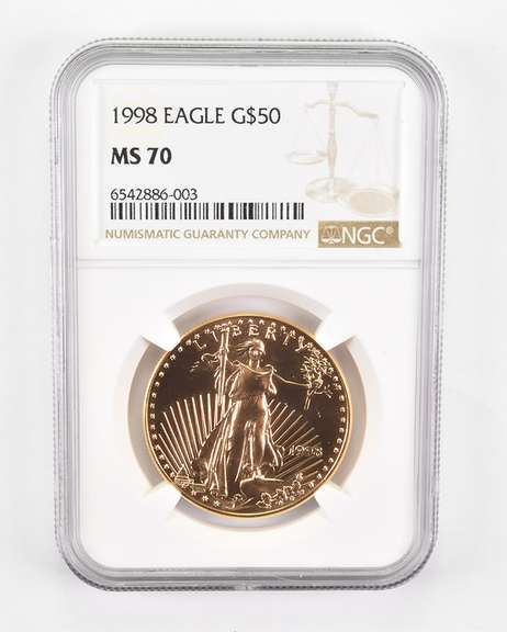 MS70 1998 $50 American Gold Eagle - Graded NGC
