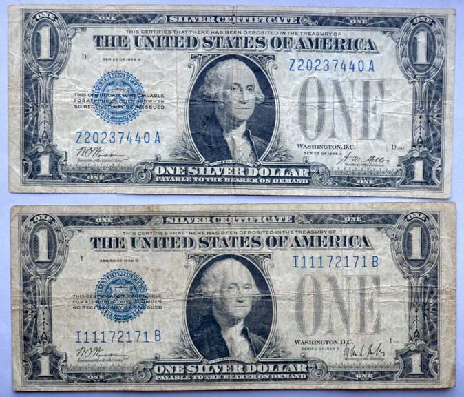 $1 1928 A & B Funnyback Silver Certificates