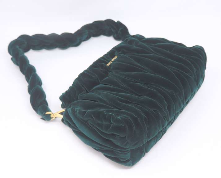 Miu Miu Emerald Green Suede Handbag