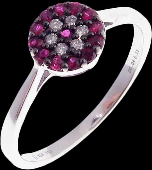 Elegant Floral Design Ruby and Diamond 18k White Gold Ring