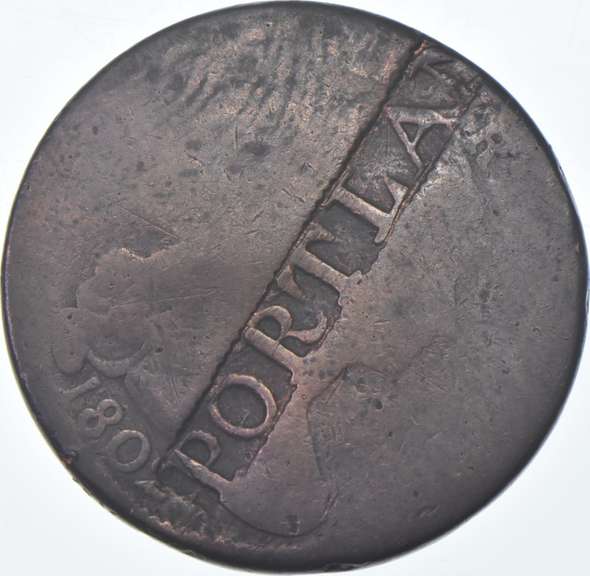 1802 Draped Bust Large Cent - Counter Stamped "Portlan"
