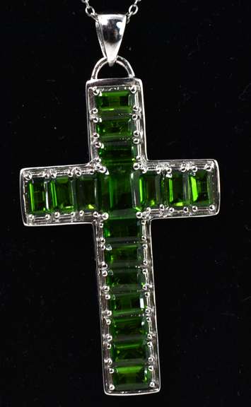 Green Crystal Cross Necklace