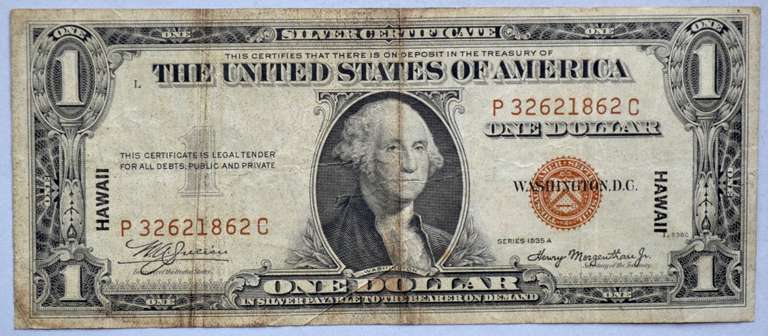 $1 1935 A Hawaii Emergency Issue Silver Certificate Fr2300