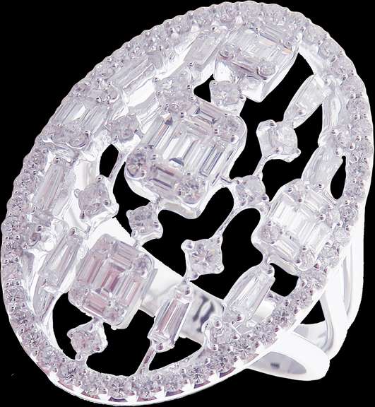 Intricate Diamond Puzzle 18k White Gold Ring