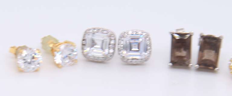 Group Lot of 4 Sterling Silver Stud Earrings