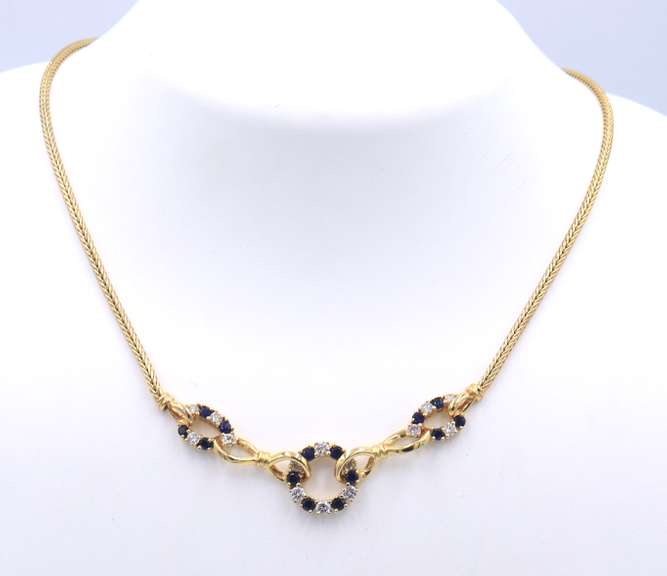Vintage 2ctw Sapphire & Diamond Necklace, 14k