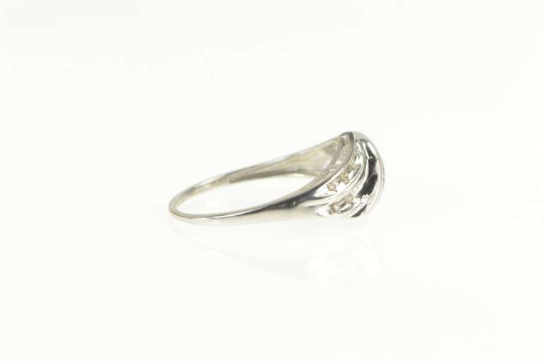 10K White Gold Classic Wavy Diamond Curvy Statement Band Ring