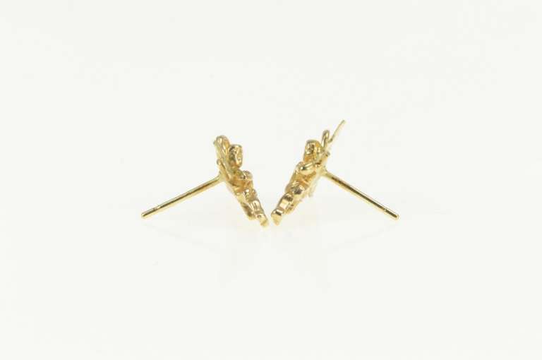 10K Yellow Gold Black Hills Leaf Cluster Angle Stud Earrings