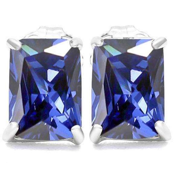 10K SOLID WHITE GOLDOCTAGON SHAPE 5*7MM LAB TANZANITE EARRING STUDS