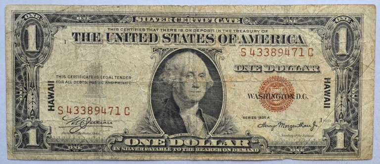 $1 1935 A Hawaii Emergency Issue Silver Certificate Fr2300