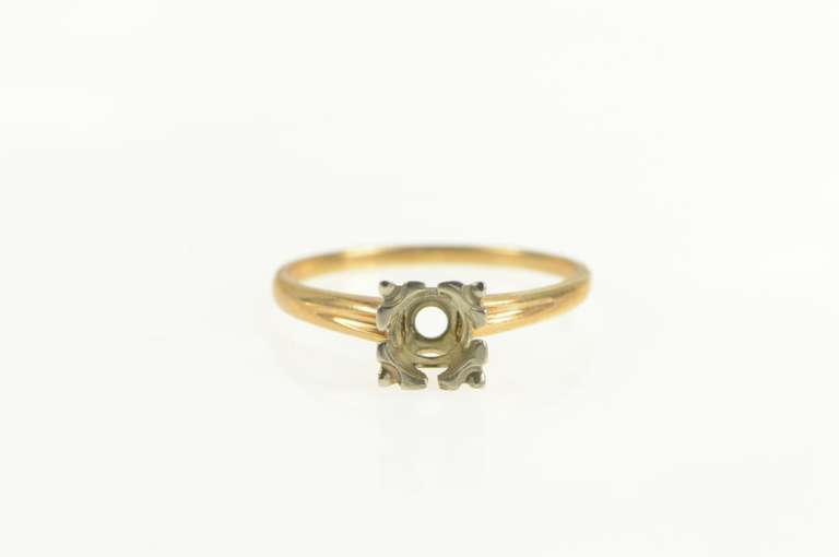 14K Yellow Gold Engagement 4.5mm Vintage NOS 1950's Setting Ring