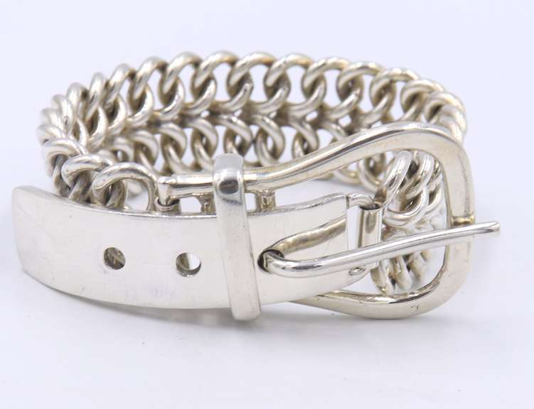 Vintage Sterling Silver Signed Buckle Heavy Bracelet