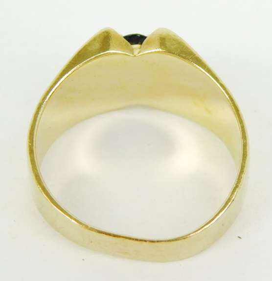 Vintage Wide 10K Blue Sapphires & Diamonds Ring, 8