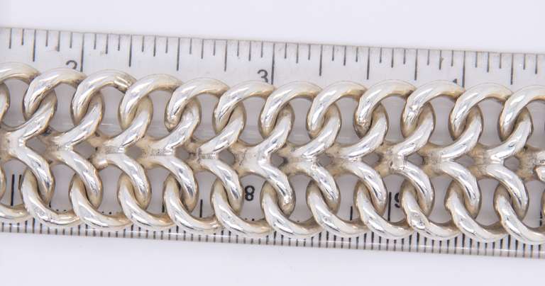 Vintage Sterling Silver Signed Buckle Heavy Bracelet