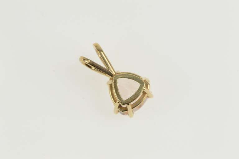 14K Yellow Gold Trillion Solitaire Classic Simple CZ Pendant