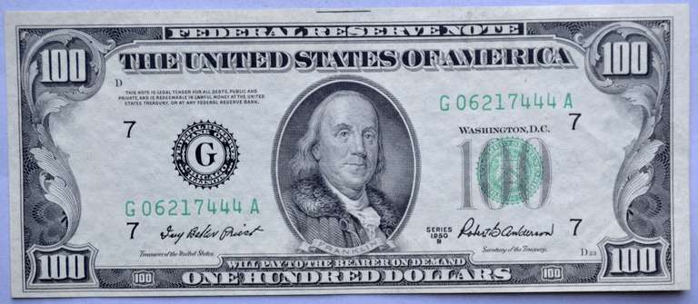 $100 1950 B FRN Note.