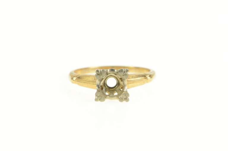 14K Yellow Gold 5.4mm Vintage NOS 1950's Engagement Setting Ring