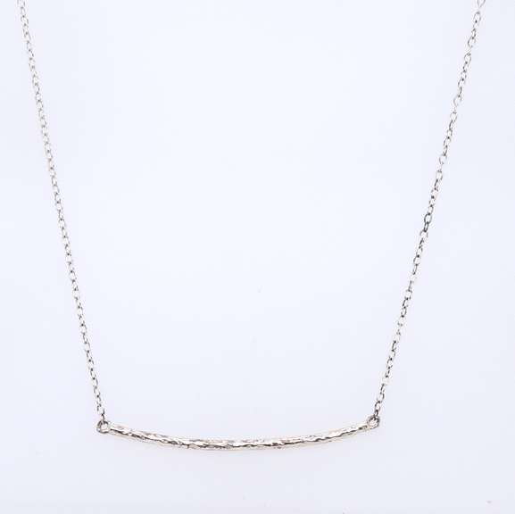 Vintage Sterling Silver Bar Pendant on Chain Necklace