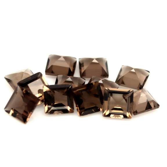 Princess cut! Unheated! 10.96ct Smoky Quartz set
