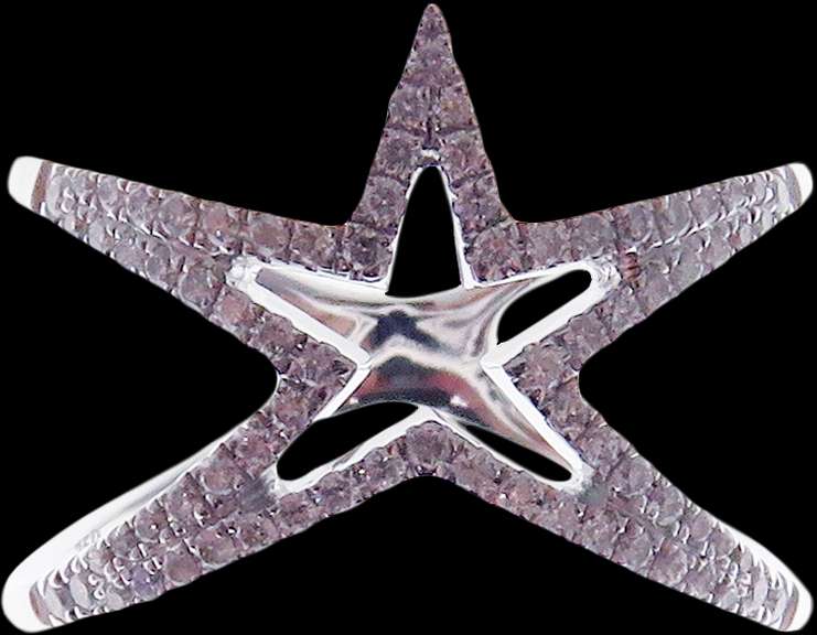 Amazing Diamond Studded 18k White Gold Star Ring