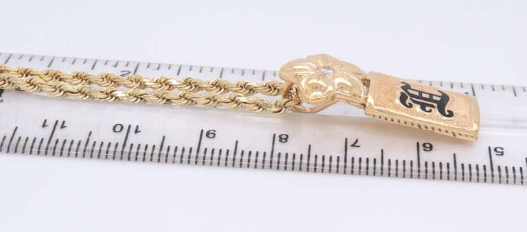 Charming Yellow Gold Engraved Pendant on Chain Necklace