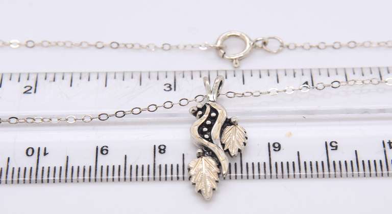 Vintage Sterling Silver Leaf Pendant on Chain