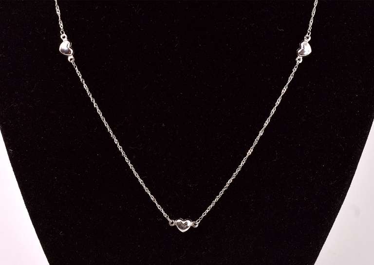 Romantic Heart Necklace in 14K White Gold